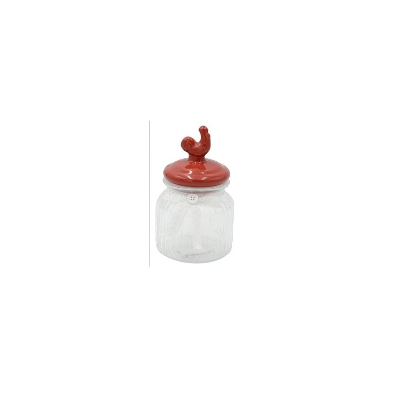barattolo vetro con tappo gallo ceramica