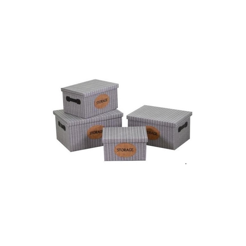 set 4 scatole in tessuto grigio