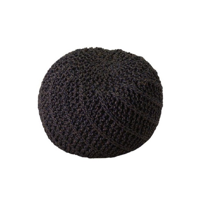 puff tessuto crema blu tondo