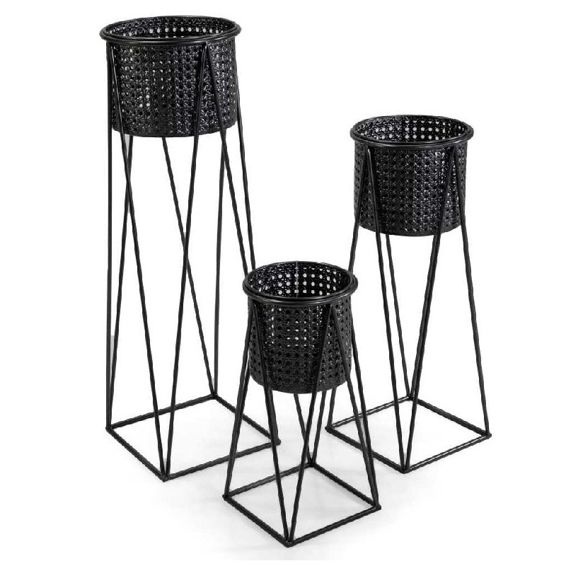 set 3 portavaso metallo Leila antracite