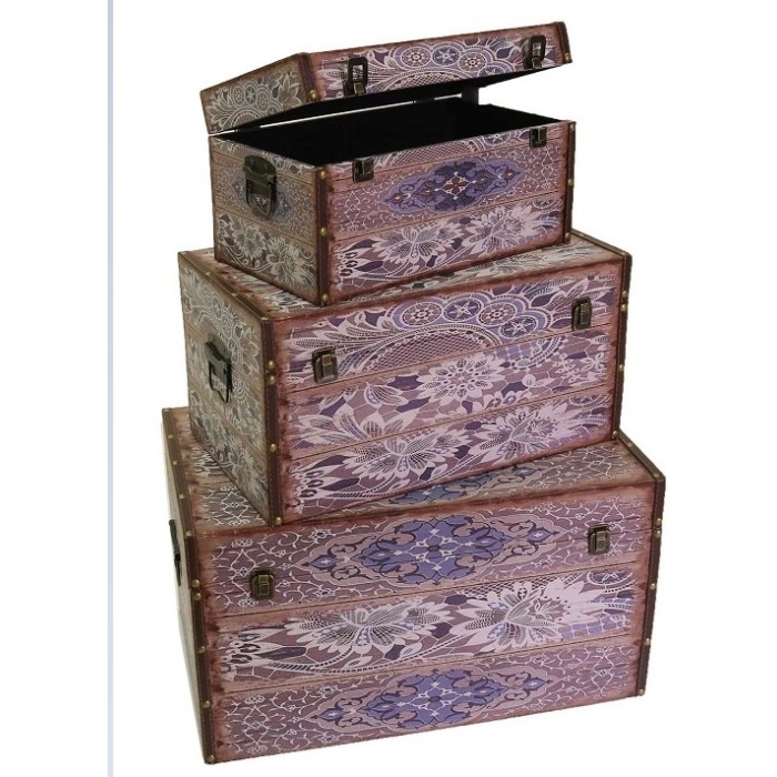 set 3 baule ecopelle fiori...