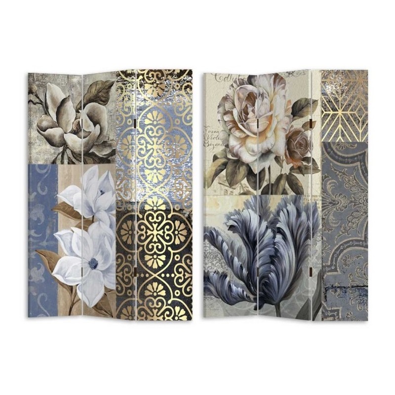 paravento double face fiori blu