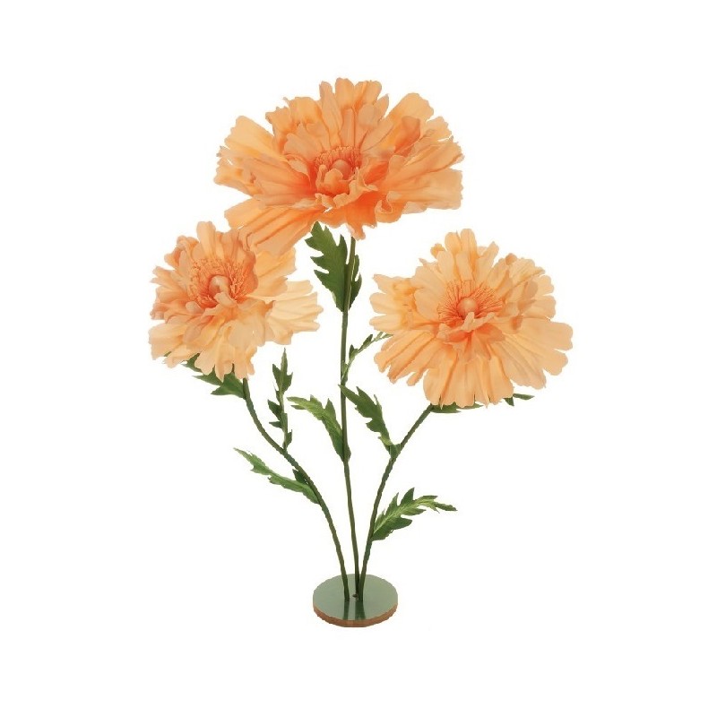 set 3 fiori giganti cosmos in foam su base salmone