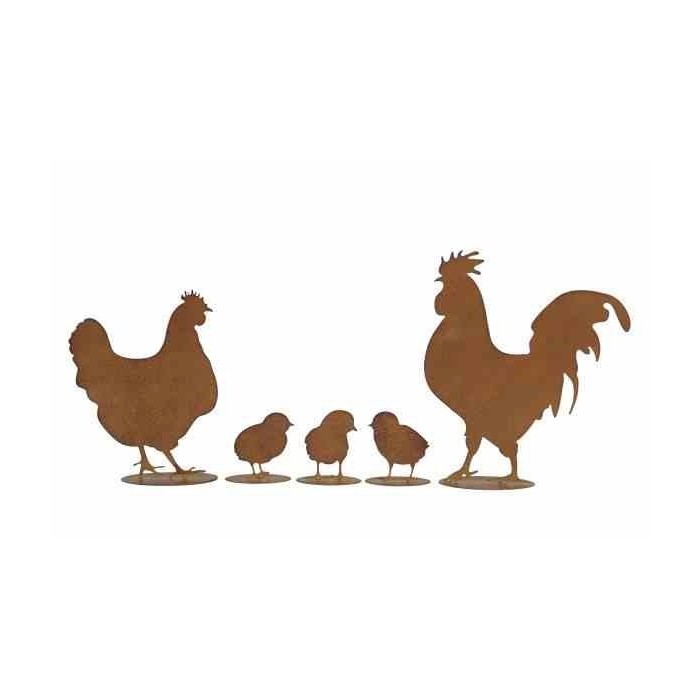 famiglia galline metallo...