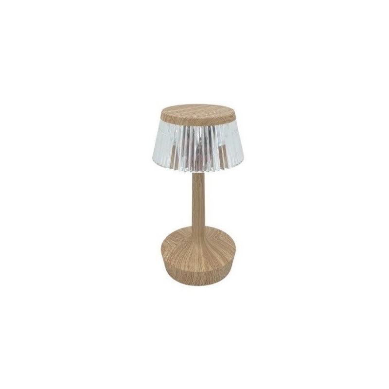 lampada tavolo simil rovere c/plexiglass